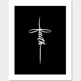 Faith in Curved Font Cross Illustration Posters and Art